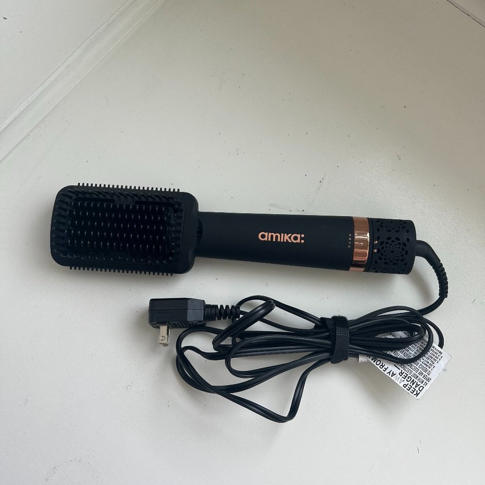 amika double agent 2-in-1 blow dryer + straightening brush